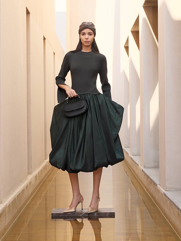 Frosted White Textured Elongated Shoulder Bag - CHARLES & KEITH